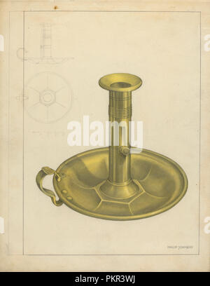 Candelabro. Data: c. 1939. Dimensioni: complessivo: 28,8 x 22,5 cm (11 5/16 x 8 7/8 in.) originale IAD oggetto: 5 1/4' alta; 6 1/8" di diametro. Medium: acquerello e grafite su cartone. Museo: National Gallery of Art di Washington DC. Autore: Philip Johnson. Foto Stock