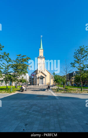 TROMSO, Norvegia agosto 28, 2018: Tromso cattedrale in Tromso Foto Stock