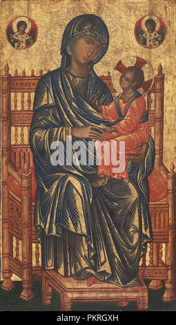 Madonna in trono col Bambino e. Data: c. 1250/1275. Dimensioni: superficie dipinta: 124,8 x 70,8 cm (49 1/8 x 27 7/8 in.) in generale: 130,7 x 77,1 cm (51 7/16 x 30 3/8 in.) incorniciato: 130,5 x 77 x 6 cm (51 3/8 x 30 5/16 x 2 3/8 in.). Medium: tempera su pannello di pioppo. Museo: National Gallery of Art di Washington DC. Autore: bizantino del XIII secolo (forse da Costantinopoli). Foto Stock