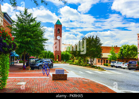 Strada principale nel centro di Spartanburg South Carolina SC. Foto Stock