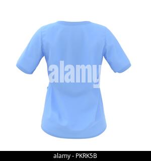 Medico blu uniforme di t-shirt per donna macchiato di sangue isolato su bianco. N. persone. 3D illustrazione Foto Stock