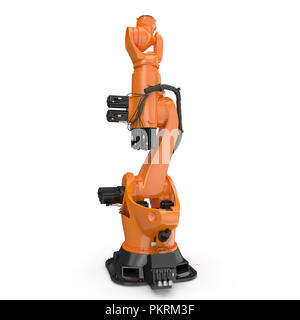 Mano robotica di macchina utensile isolato su bianco. 3D illustrazione Foto Stock