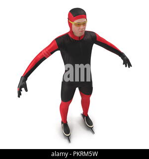 Ice speed skater su bianco. 3D illustrazione Foto Stock