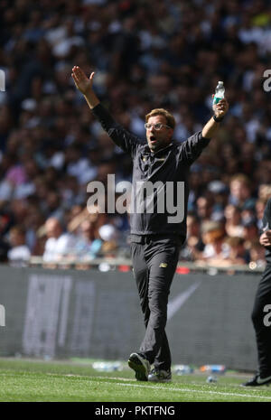 Londra, UK, 15 settembre 2018. Jurgen Klopp (Liverpool manager) animata durante i due obiettivo vincere a Il Tottenham Hotspur v Liverpool Premier League inglese partita di calcio allo Stadio di Wembley, Londra, il 15 settembre 2018. * * Questa foto è per il solo uso editoriale** Credito: Paolo Marriott/Alamy Live News Foto Stock