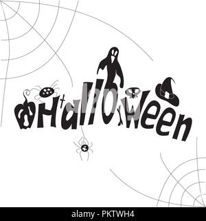 Happy Halloween disegnati a mano le illustrazioni e gli elementi. Illustrazione Vettoriale