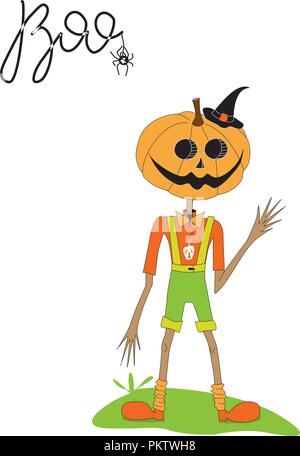 Magic collection. Arte di Halloween. Mister di zucca. Illustrazione Vettoriale