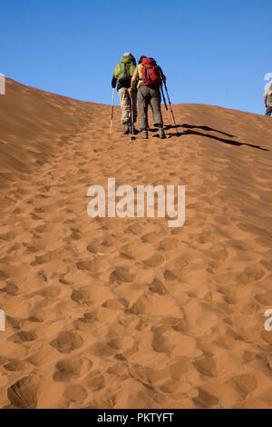 Gli escursionisti a piedi nel namib national par al sossusvlei Foto Stock