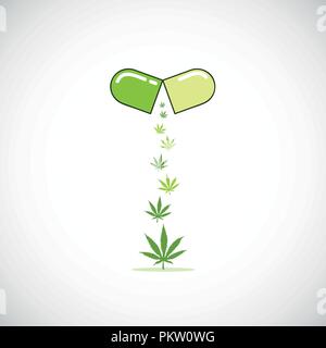 La marijuana medica pillole medicinali di cannabis simboli illustrazione vettoriale Illustrazione Vettoriale
