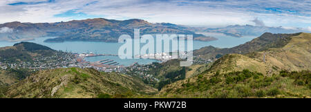 Lyttelton Panorama dello Skyline di Nuova Zelanda Foto Stock