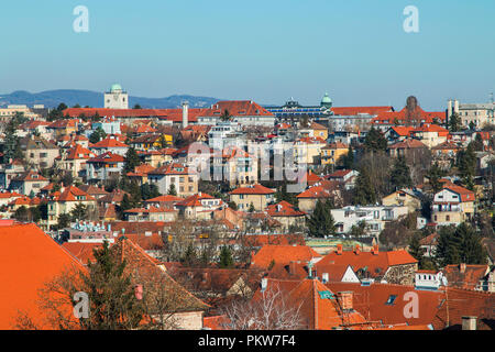 Case residenziale nel centro di Zagabria, vista aerieal Foto Stock