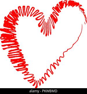 Vettore cuore cardiogram curva con una linea sottile.una linea sottile di vita cuore. elegante illustrazione per il giorno di San Valentino. Illustrazione Vettoriale