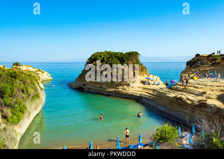 Vista mare a Canal D'Amour Sidari, Corfù, Grecia. Foto Stock