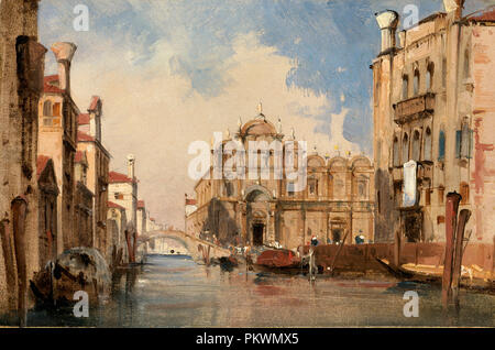 La Scuola di San Marco, Venezia. Data: c. 1830. Dimensioni: complessivo: 15,5 x 23,5 cm (6 1/8 x 9 1/4 in.) incorniciato: 32,5 x 40,6 x 5,1 cm (12 13/16 x 16 x 2 in.). Medium: Olio su carta su tela. Museo: National Gallery of Art di Washington DC. Autore: Jules-Romain Joyant. Foto Stock