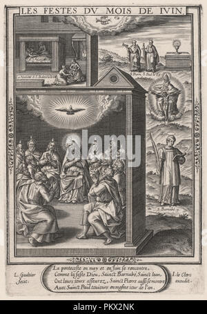 Les Festes du mois de Juin (Giugno: la Pentecoste). Data: 1603. Dimensioni: piastra: 18,9 × 21,8 cm (7 7/16 x 8 9/16 in.) foglio: 29 × 20,4 cm (11 7/16 x 8 1/16 in.). Medium: incisione su carta vergata. Museo: National Gallery of Art di Washington DC. Autore: Léonard Gaultier. Foto Stock