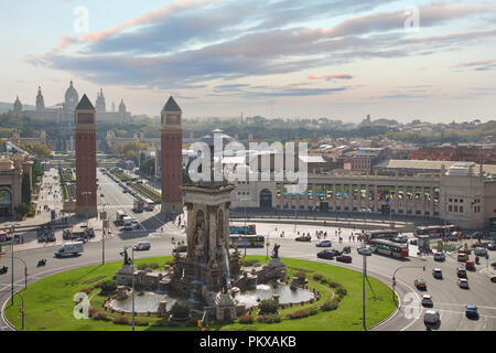 Barcellona, Spain-September 16, 2017: Barcellona Plaza de Espana (Piazza di Spagna) vista panoramica Foto Stock