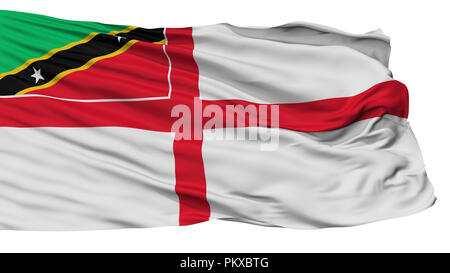 Saint Kitts e Nevis Naval Ensign Bandiera, isolati su sfondo bianco, rendering 3D Foto Stock
