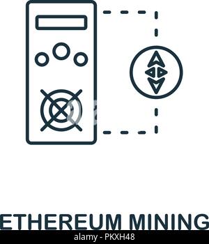 Ethereum Mining icona di contorno. Monocromatico design di stile dalla moneta crypto raccolta. UI. Pixel perfetto pittogramma semplice delineare ethereum icona di data mining Illustrazione Vettoriale