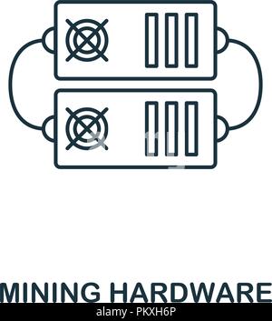 Hardware di data mining icona di contorno. Monocromatico design di stile dalla moneta crypto raccolta. UI. Pixel perfetto pittogramma semplice delineare mining icona hardware Illustrazione Vettoriale