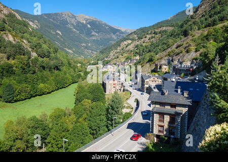Case di pietra a Ordino, Andorra Foto Stock