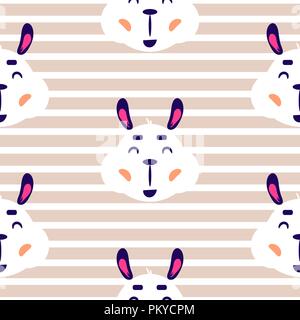 Allegro lama baby vettore a strisce beige seamless schema di ripetizione. Illustrazione Vettoriale