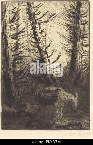 L'agricoltore e il suo asino (Le fermier et son ane). Medium: incisione puntasecca e. Museo: National Gallery of Art di Washington DC. Autore: Alphonse Legros. Foto Stock
