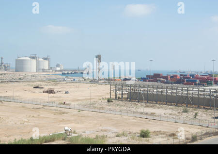 La SEGAS GNL (gas naturale liquefatto) complessi a Damietta, Egitto, di proprietà di Union Fenosa di Spagna e ENI d'Italia. Foto Stock