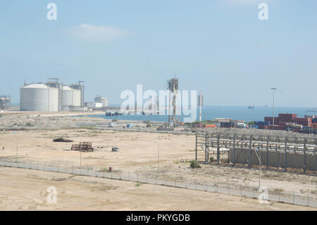 La SEGAS GNL (gas naturale liquefatto) complessi a Damietta, Egitto, di proprietà di Union Fenosa di Spagna e ENI d'Italia. Foto Stock