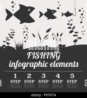 Infografico pesca elementi. Impostare gli elementi per creare il proprio design infografico. Illustrazione Vettoriale Illustrazione Vettoriale