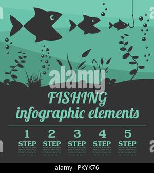 Infografico pesca elementi. Impostare gli elementi per creare il proprio design infografico. Illustrazione Vettoriale Illustrazione Vettoriale