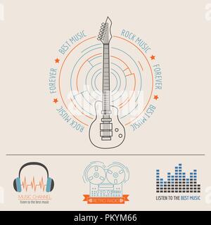 Strumenti musicali loghi e distintivi. Modello di grafico. Illustrazione Vettoriale Illustrazione Vettoriale