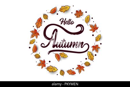 In autunno il layout di sfondo decorare con foglie di modelli per cartelloni, banner e volantini. Illustrazione Vettoriale