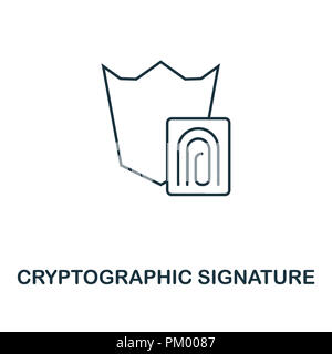 Firma crittografica icona di contorno. Monocromatico design di stile dalla moneta crypto raccolta. UI. Pixel perfetto pittogramma semplice delineare cryptographi Foto Stock