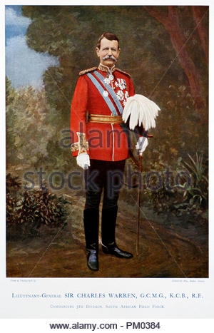 Il generale Sir Charles Warren, GCMG, KCB, FRS, 1840 - 1927, era un ufficiale della British Royal Engineers. Illustrazione a colori da 1900 Foto Stock