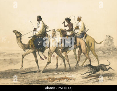 Gli arabi e i cammelli nel deserto Foto Stock