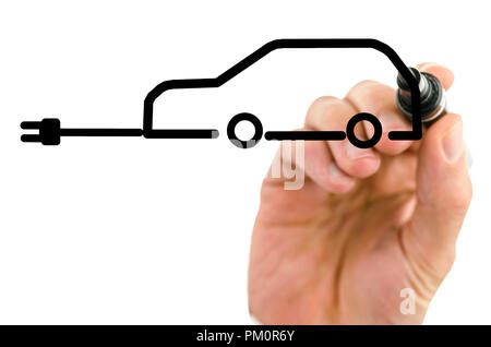 Disegno elettrico auto sulla lavagna virtuale. Foto Stock