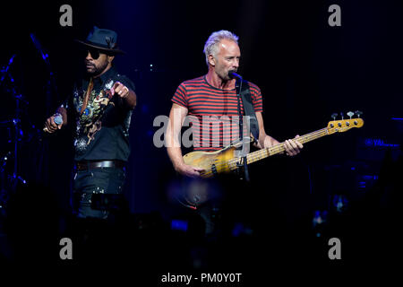 Miami Beach, FL, Stati Uniti d'America. Xv Sep, 2018. Sting e Shaggy eseguire durante il tour 44/876 al Fillmore Miami Beach il 15 settembre 2018 a Miami Beach, in Florida. Credito: Mpi140/media/punzone Alamy Live News Foto Stock