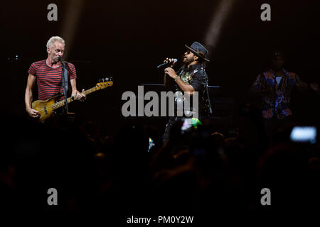 Miami Beach, FL, Stati Uniti d'America. Xv Sep, 2018. Sting e Shaggy eseguire durante il tour 44/876 al Fillmore Miami Beach il 15 settembre 2018 a Miami Beach, in Florida. Credito: Mpi140/media/punzone Alamy Live News Foto Stock