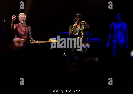 Miami Beach, FL, Stati Uniti d'America. Xv Sep, 2018. Sting e Shaggy eseguire durante il tour 44/876 al Fillmore Miami Beach il 15 settembre 2018 a Miami Beach, in Florida. Credito: Mpi140/media/punzone Alamy Live News Foto Stock