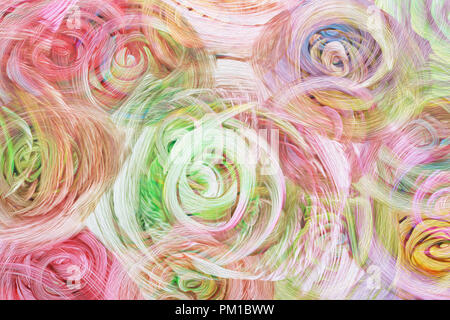 Arte astratta rainbow pallido schema olio sfondo in rosso, giallo e verde a forma di fiori Foto Stock