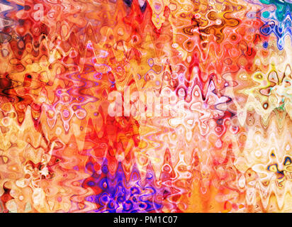 Arte astratta caotico colorato sfondo pattern in arancione e rosa Foto Stock