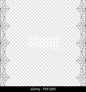 Vector elegante doppia a sinistra e a destra il nero quadrato spiderweb confine con copia spazio per il testo isolato su sfondo trasparente. Modello per invitatio Illustrazione Vettoriale