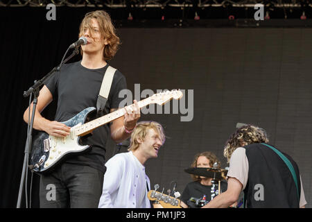 British band alternative rock VANT di eseguire insieme nel 2017. VANT rilasciato il loro album di debutto Dumb sangue e hanno annunciato la loro split nello stesso anno. VANT erano Mattie Vant, Billy Morris, Henry Eastham e David Green. Foto Stock