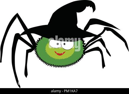 Illustrazione Vettoriale di carino divertente verde ragno sorridente  vestita di nero halloween witch hat. Cartoon spider carattere isolato su  sfondo bianco. Cifra Immagine e Vettoriale - Alamy