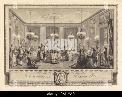 Le bal paré. Data: 1774. Medium: attacco e incisione. Museo: National Gallery of Art di Washington DC. Autore: Antoine-Jean Duclos dopo Augustin de Saint-Aubin. Antoine Jean Duclos. Dopo Augustin de Saint-Aubin. Foto Stock