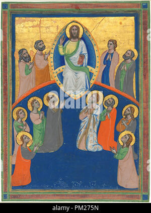 Cristo in maestà con dodici Apostoli. Data: c. 1320. Dimensioni: complessivo: 27,7 x 20,6 cm (10 7/8 x 8 1/8 in.). Medium: miniatura su pergamena. Museo: National Gallery of Art di Washington DC. Autore: Workshop di Pacino di Bonaguida. Foto Stock