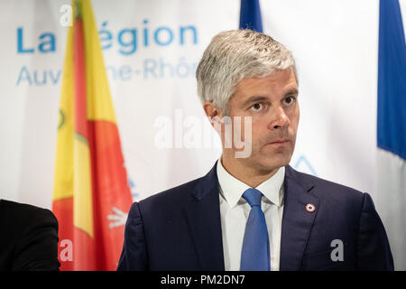 Lione, Francia. Xvii Sep 2018. Ritratto di Laurent Wauquiez presidente del gruppo politico "Les Républicains' e Presidente della Auvergne-Rhône-Alpes regione Credito: FRANCK CHAPOLARD/Alamy Live News Foto Stock