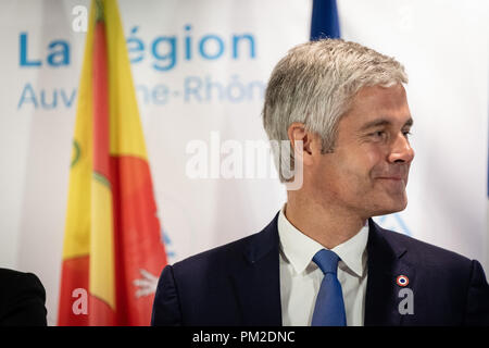 Lione, Francia. Xvii Sep 2018. Ritratto di Laurent Wauquiez presidente del gruppo politico "Les Républicains' e Presidente della Auvergne-Rhône-Alpes regione Credito: FRANCK CHAPOLARD/Alamy Live News Foto Stock