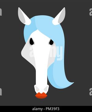 Cavallo bianco isolato di testa. Faccia equina illustrazione vettoriale Illustrazione Vettoriale