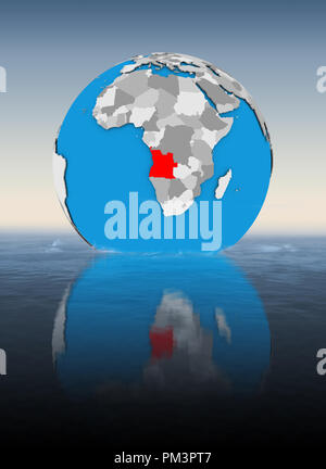Angola sul globo galleggiante in acqua. 3D'illustrazione. Foto Stock