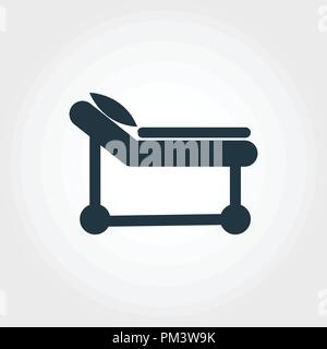 Lettino di ospedale icona. Stile linea design icona lettino di ospedale design icona dalla medicina raccolta. Pittogramma isolato su bianco. Perfetto per web design, applicazioni software, stampa. Illustrazione Vettoriale